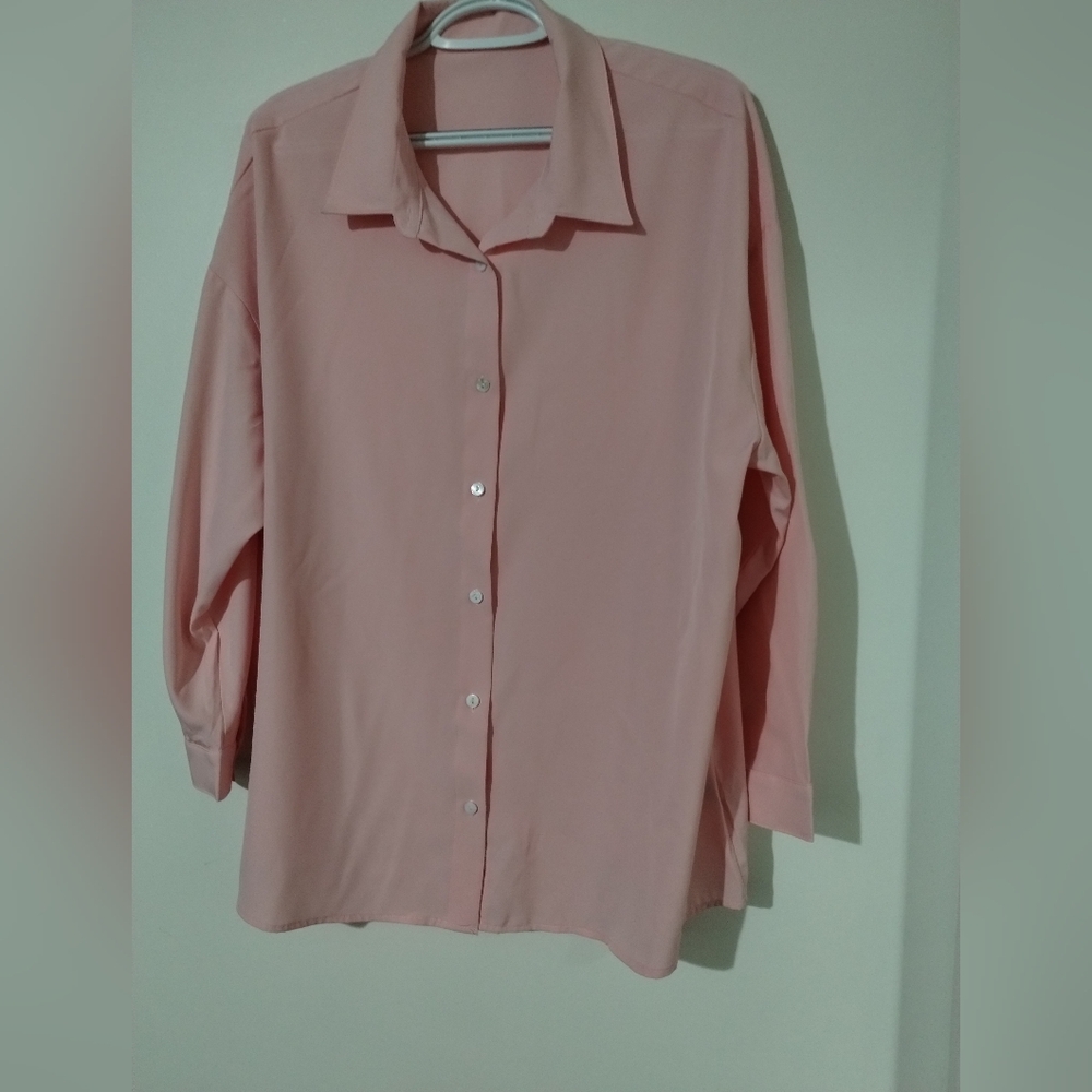 SHEIN Light Pink Button-Down Shirt